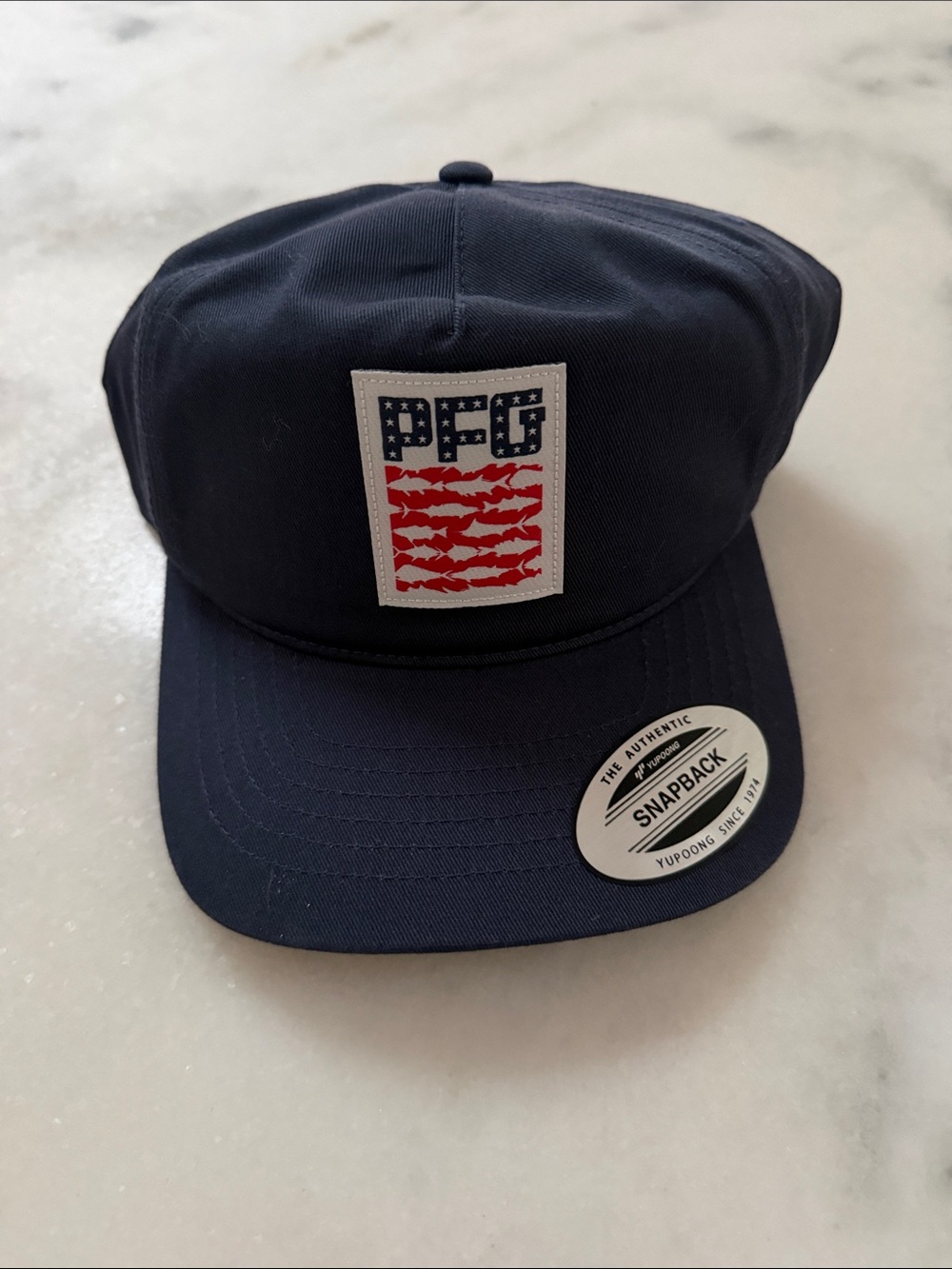 Columbia Navy Hat with Red Patch - PFG Snapback